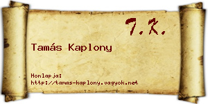 Tamás Kaplony névjegykártya